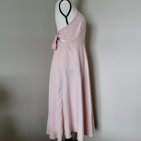 Pastel Pink Cross Bodice Wrap Front Swing Dress - Picture 4 of 10